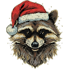 Raccoon with Santa hat