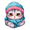 Chat avec chapeau et écharpe