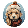 Dog with scarf and hat