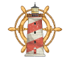 Koło sterowe statku Ocean Sea Gift Lighthouse