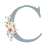 C| Monogramm | Eukalyptus-Pastell-Blumen-Blau