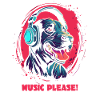 Music please, headphones and dog