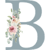 B| Monogramm | Eukalyptus-Pastell-Blumen-Blau