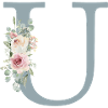 U| Monogramm | Eukalyptus-Pastell-Blumen-Blau