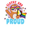 Fabulous sloth life with LGBT flag