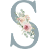 S| Monogramm | Eukalyptus-Pastell-Blumen-Blau