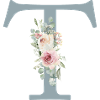 T| Monogramm | Eukalyptus-Pastell-Blumen-Blau