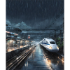 Japan Train Rainy Night