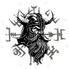 Vegvísir with Viking head