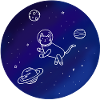 Doodle-Style Hand Drawn Space Cat