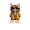Cartoon cat in raincoat