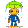 Petit robot sous la pluie