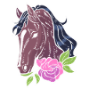 Pferd mit Blumen Reitlehrer
