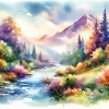 Bunte Aquarell Landschaft