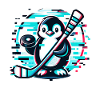 Glitch Pinguin Eishockeyspieler - Digitaler