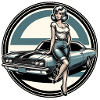 Blonde Beauty And Muscle Car