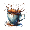 Coffee Splashes: Artistic Cup Illustration