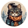Chat avec veste et écharpe