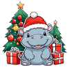 Ippopotamo bambino sveglio con cappello da Babbo Natale