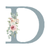 D| Monogramm | Eukalyptus-Pastell-Blumen-Blau