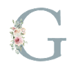 G| Monogramm | Eukalyptus-Pastell-Blumen-Blau