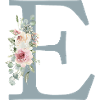 E| Monogramm | Eukalyptus-Pastell-Blumen-Blau