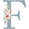 F| Monogramm | Eukalyptus-Pastell-Blumen-Blau