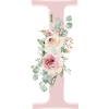 I| Monogramm | Eukalyptus-Pastell-Blumen-Blau