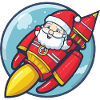 Santa Claus Rocket Comic Christmas