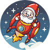 Santa Claus Rocket Comic Christmas