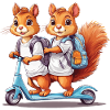 Fröhliche Eichhörnchen Zwillinge Schulweg Design