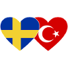 Sverige Turkiet Flagga Hjärta