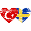 Turkey Sweden Flag Heart Used
