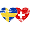 Suède Suisse Drapeau Coeur Utilisé