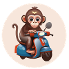 Der Affe auf einem Roller