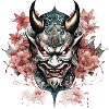 Demon Hannya Mask with Flowers