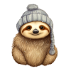 Sloth with winter hat