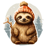 funny sloth in snowfall