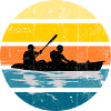 Kayak Duo Sunset Silhouette Circle