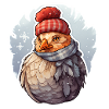 Poulet avec chapeau et écharpe