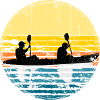 Sunset Kayak Silhouette Circle