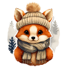 Fox with hat and scarf