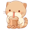 Kawaii Katt Drycker Boba Bubble Tea Chibi
