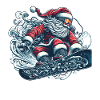 Santa Clause snowboard ride