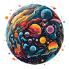 Bunte Planeten mit psychedelischem Stil