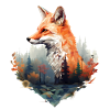 Geometrischer Fuchs mit Wald in Dreieck Optik