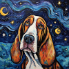 Basset Hound Starry Night