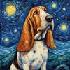 Basset Hound Starry Night