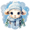 Cute sheep in wintry landscape