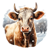 Kuh in Winterlandschaft